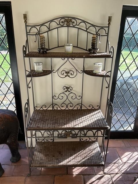Decorative Wrought Iron & Stone Dresser / Shelving Unit