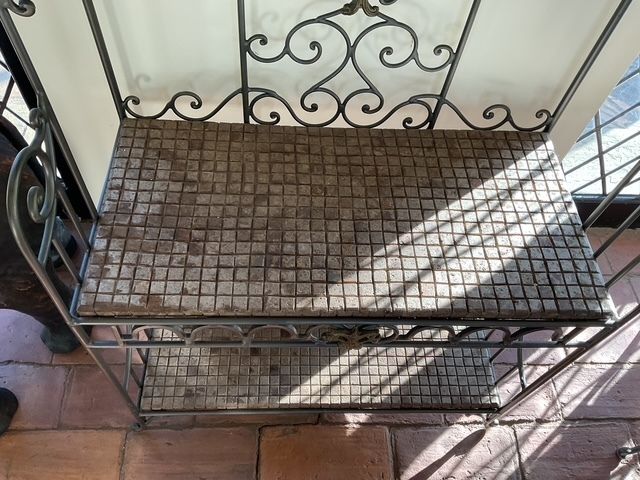 Decorative Wrought Iron & Stone Dresser / Shelving Unit photo for sale
