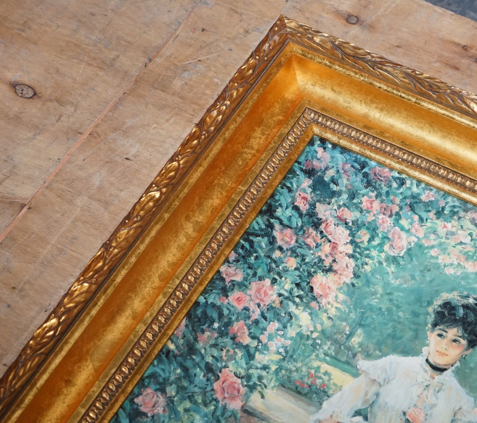 Vintage Oil Painting English Rose By Alan Maley Gilted Frame 80 X 65 Cm photo 450.0