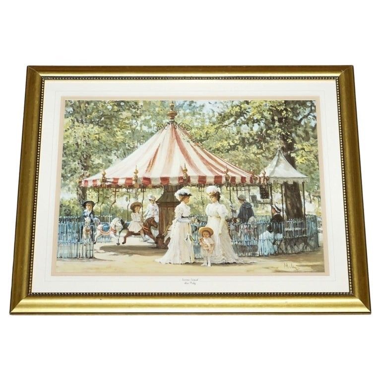 Vintage Victorian Style Print Summer Carousel By Alan Maley 64 X 79 Cm