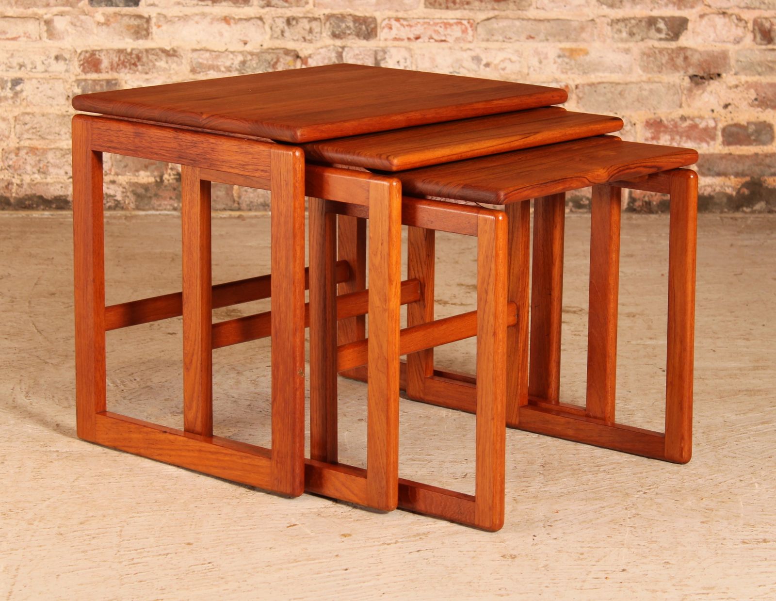 Midcentury Solid Teak Nest Of Tables C.1970 photo furniture