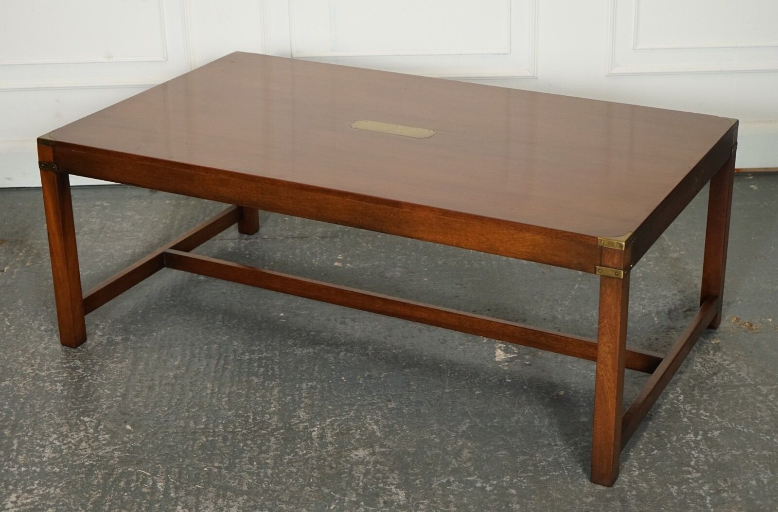 Stunning Large Vintage Harrods London Kennedy Military Campaign Coffee Table photo for sale