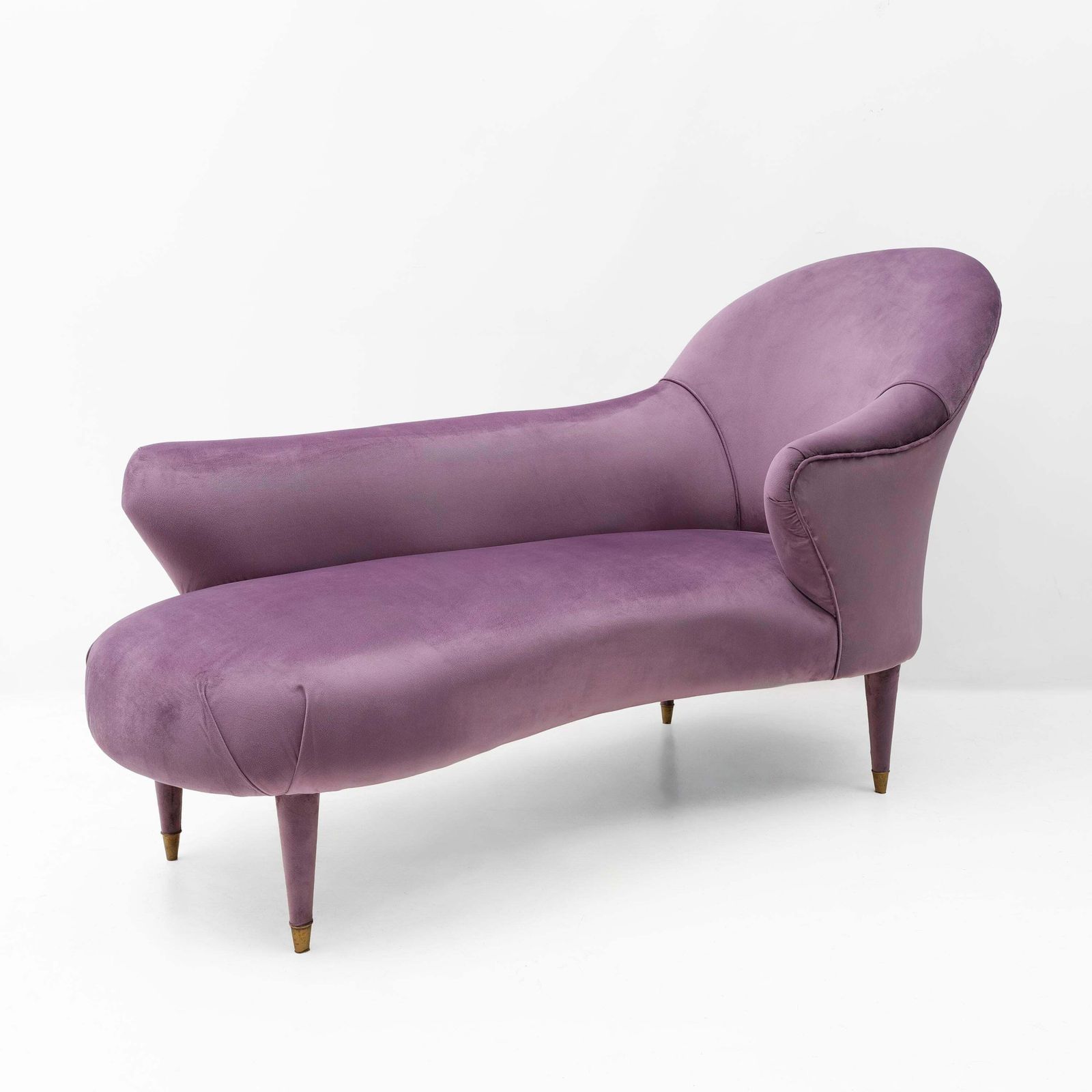 Italian Mid Century Style Dormeuse In Mauve Velvet With Brass Feet photo Furniture