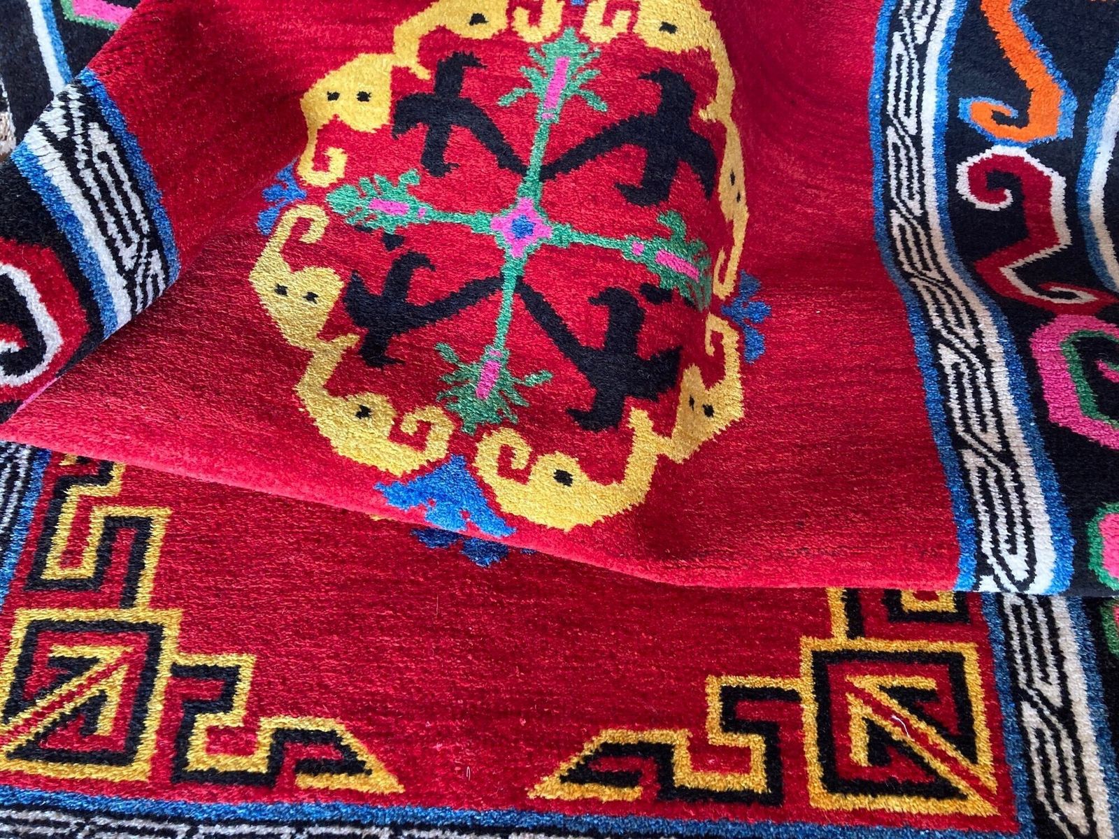 890.0 Antique Tibetan Rug 1.70m X 0.97m photo