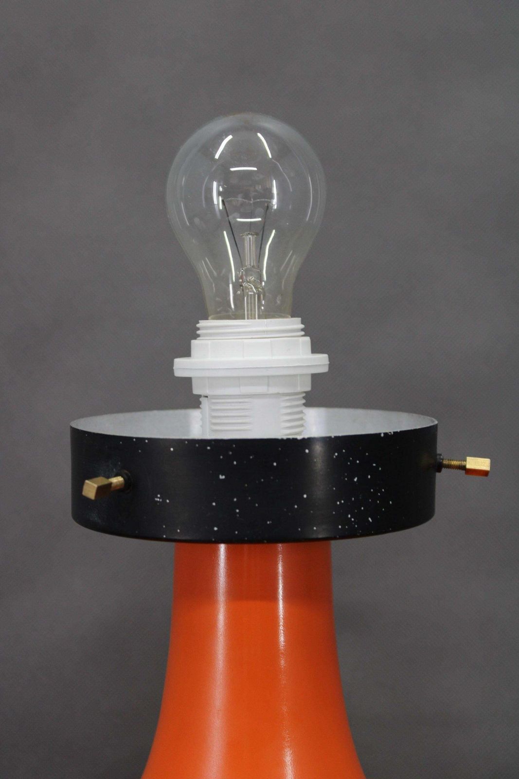 Italian Space Age Lacquered Metal Table Lamp With Milk Glass, 1970s photo Lighting