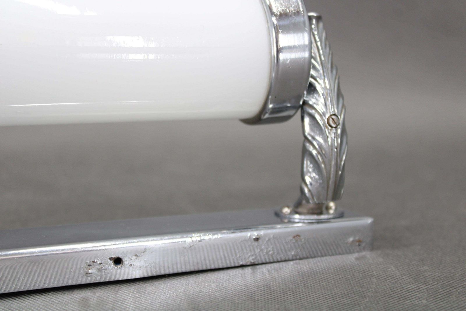 Czechoslovak Bauhaus Art Deco Chrome Tubular Wall Light With Milk Glass photo furniture