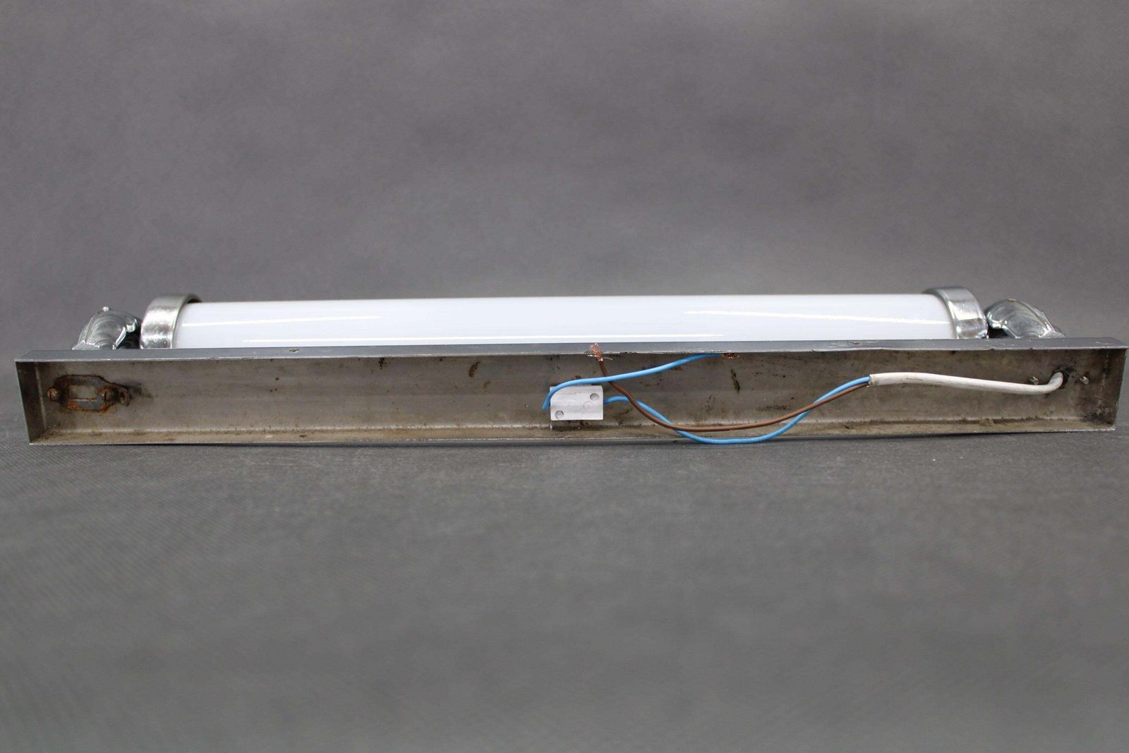 photo for sale Czechoslovak Bauhaus Art Deco Chrome Tubular Wall Light With Milk Glass
