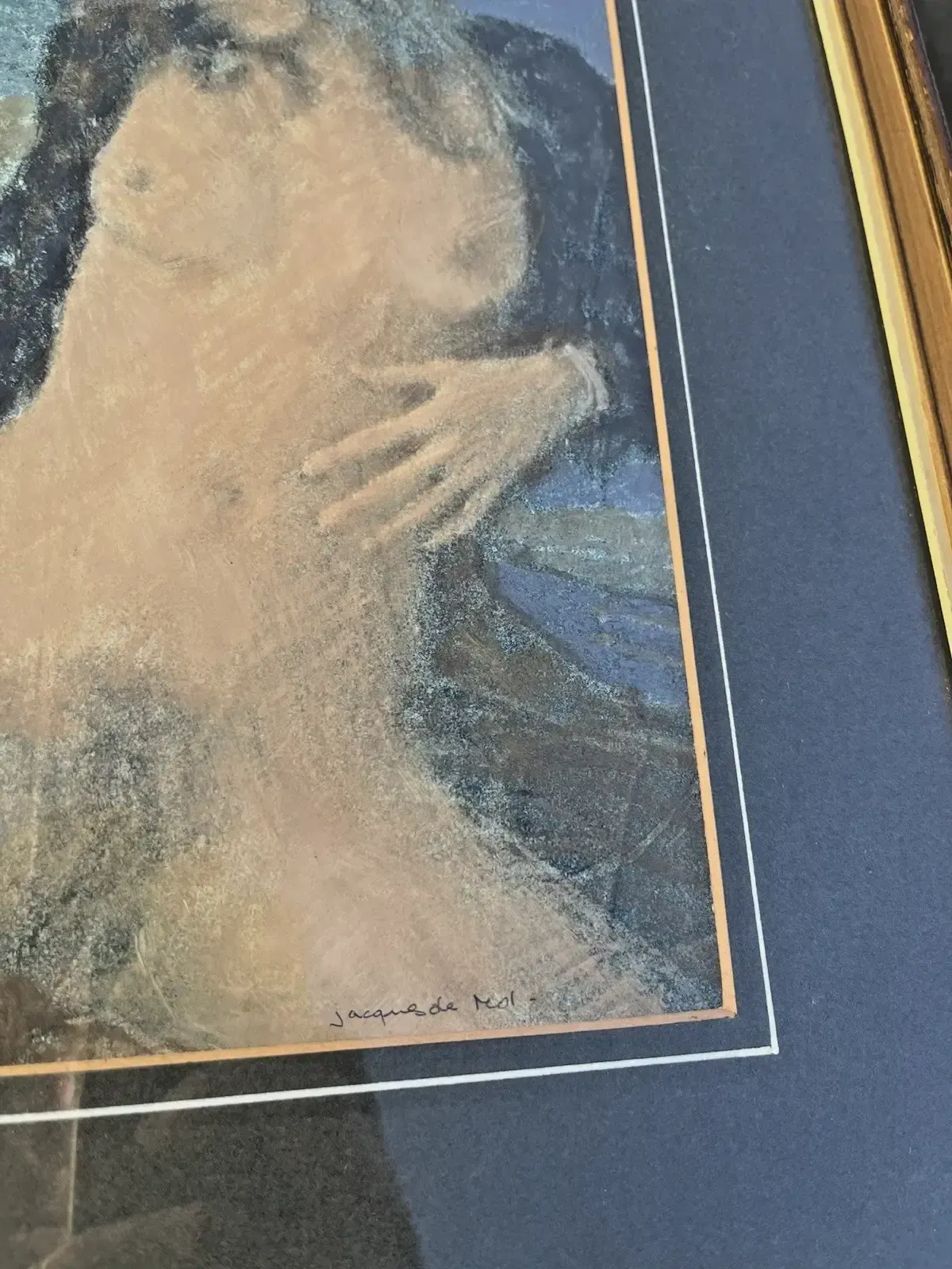 Vintage Expressionist Jacques De Mol Nude Pastel / Gouache Painting Naked Lady photo for sale