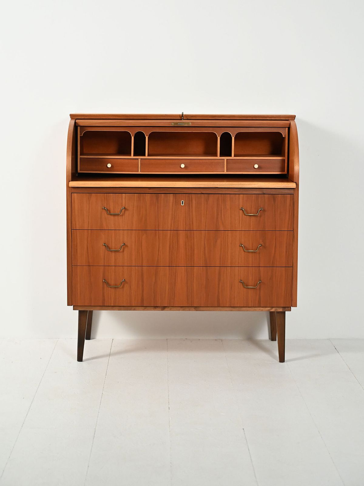 Scandinavian Teak Secretary With Tambour Closure photo furniture
