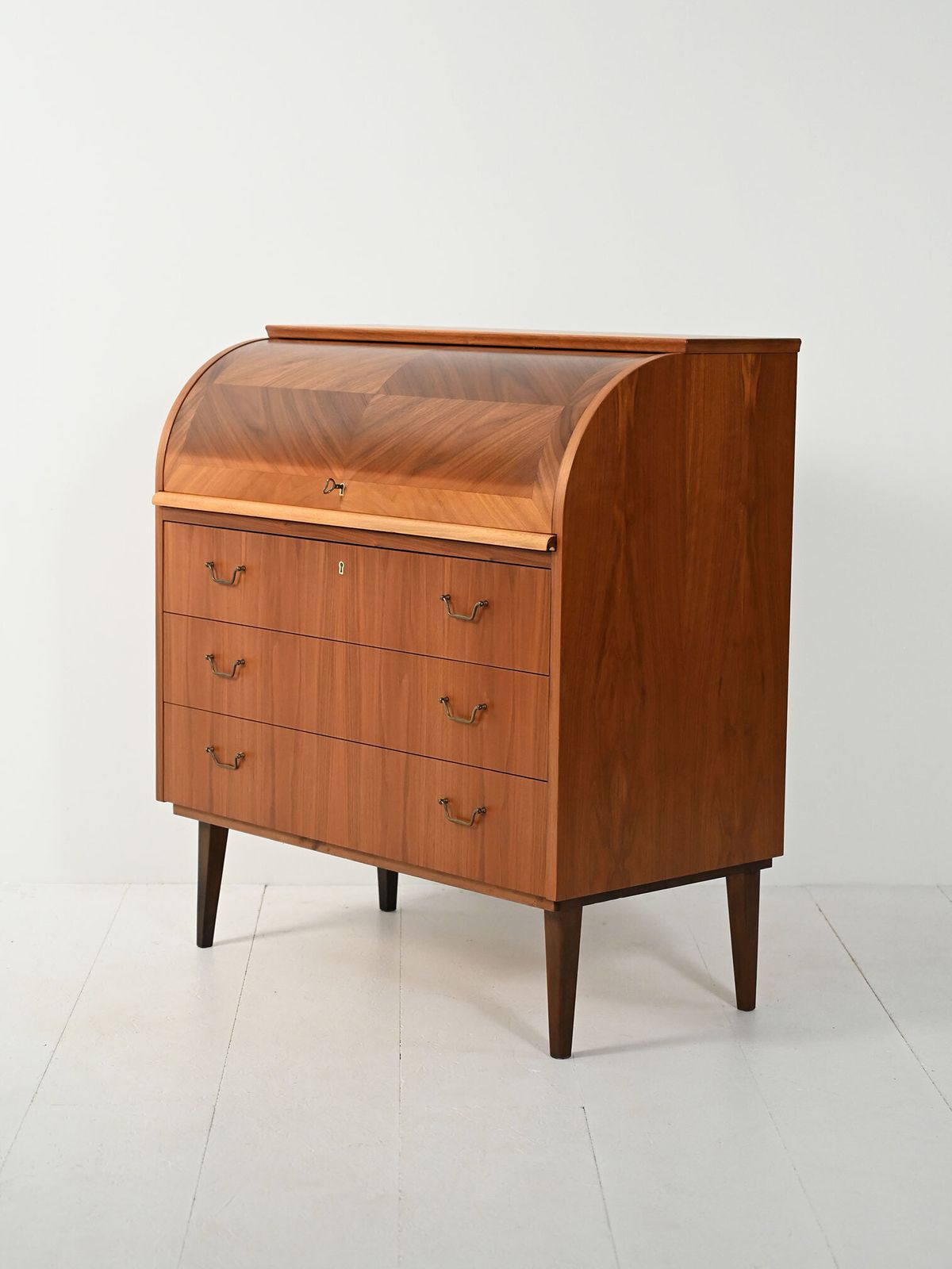 Scandinavian Teak Secretary With Tambour Closure photo 1180.0