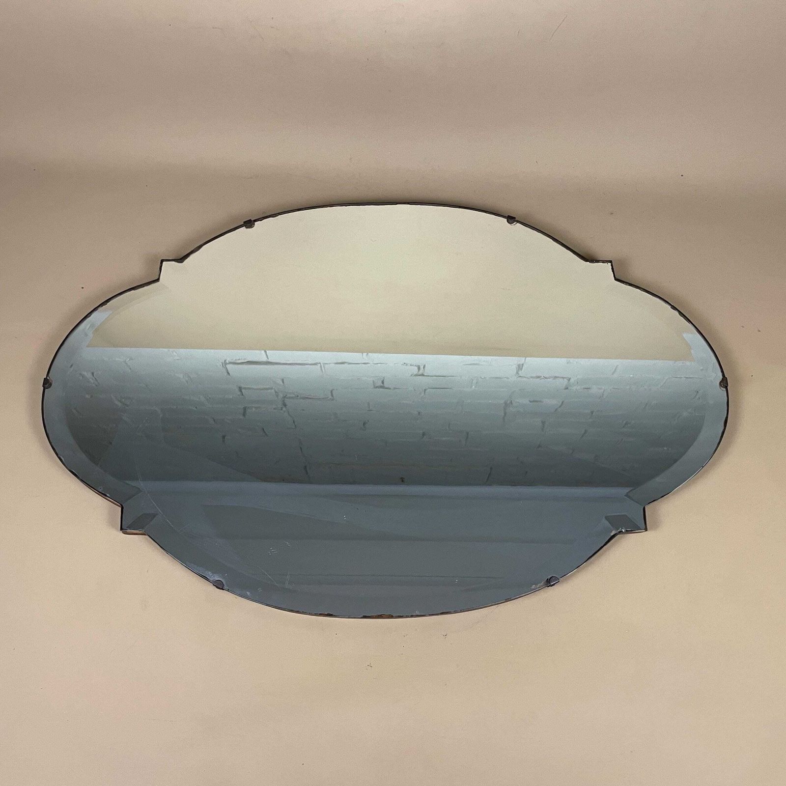 Antique Frameless Wall Mirror Art Deco Style Wood Back Bevelled Glass Vintage Unframed Bedroom Interior Wall Accent photo furniture
