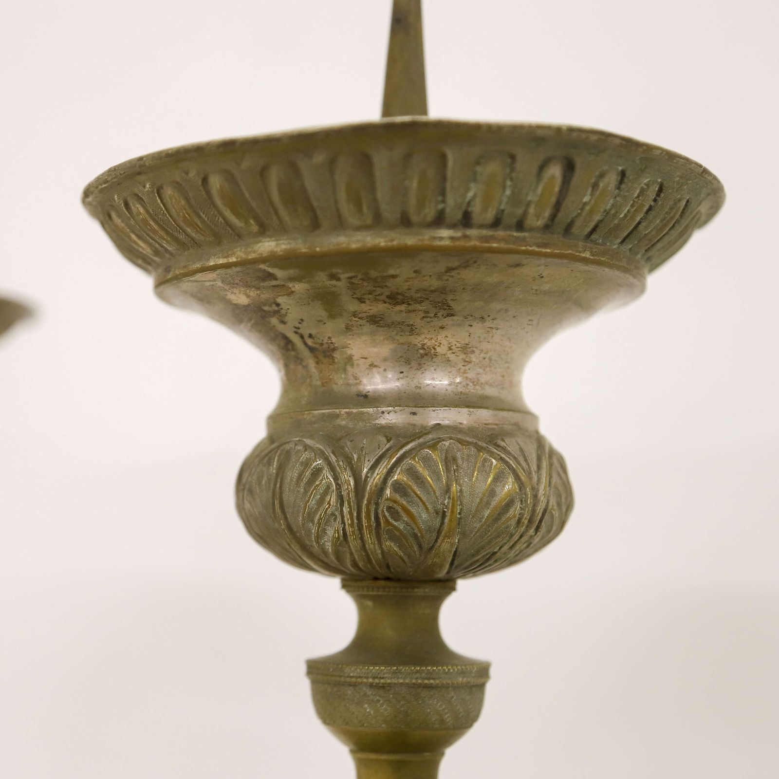 Home Decor Pair Of Antique French Pricket Candlesticks With Angels And Traces Of Silver Plate photo