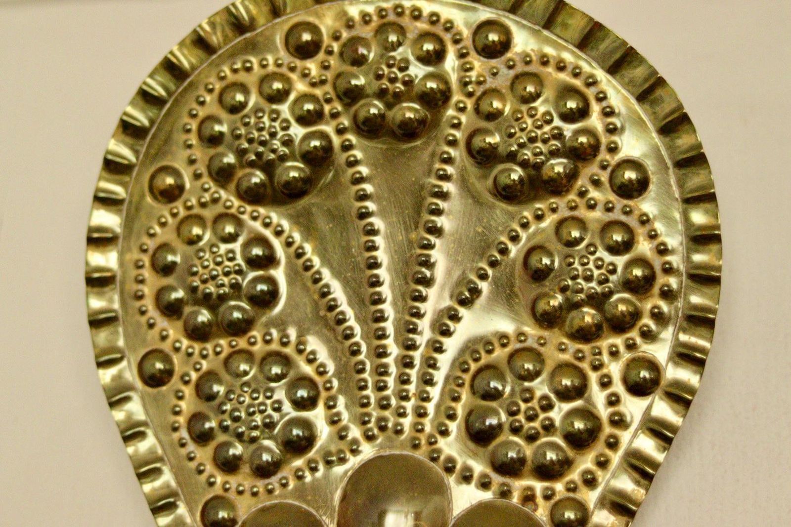 photo buy X Large Mid Century Swedish Brass Baroque Sconce With Double Arm Design