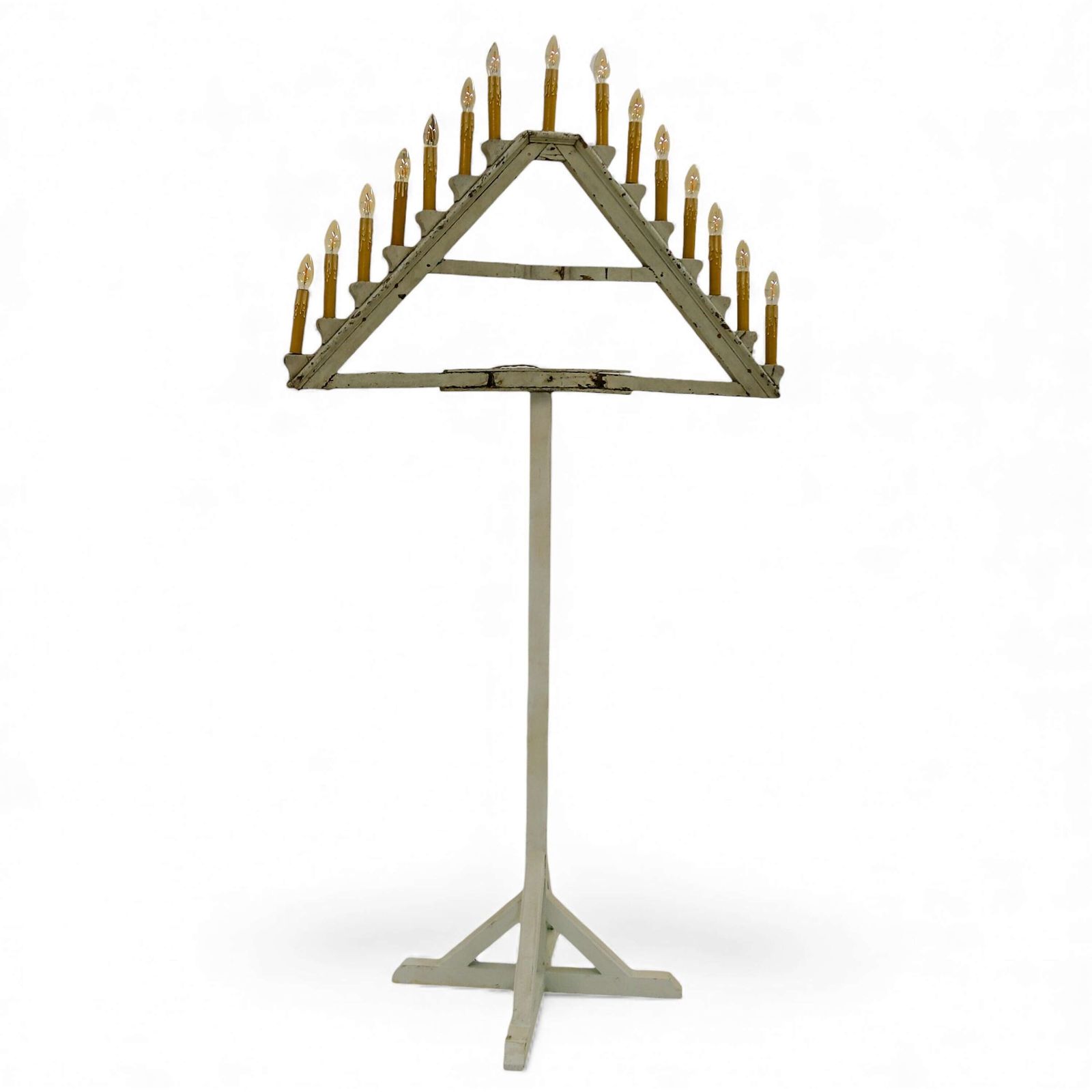 French Church Ornamental Floor Lamp In Original Blue Paint   Architectural Salvage, C.1900