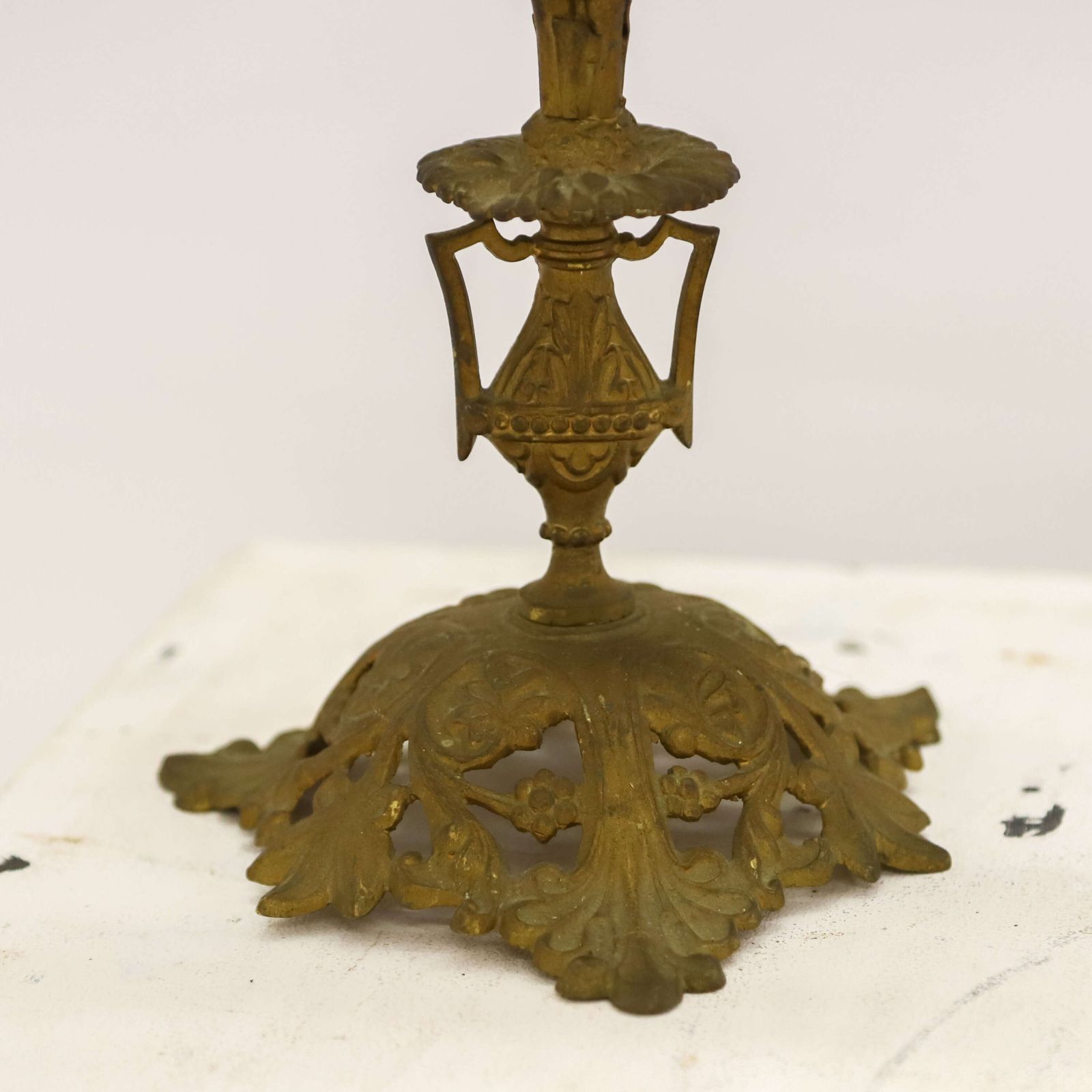 Pair Of Antique French Gilt Church Candelabra With Floral Branches, C.1900 photo 465.0