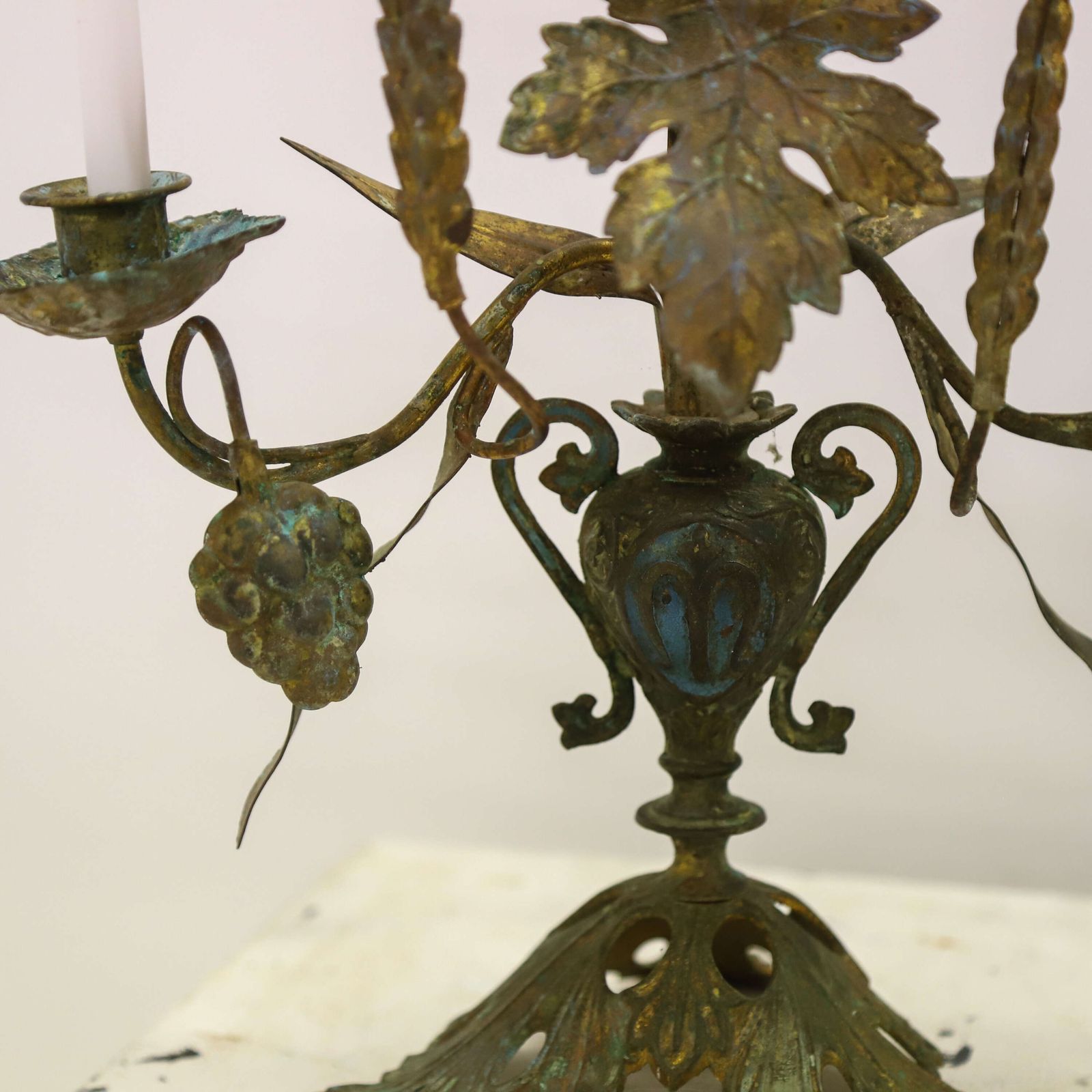 Pair Of 19th Century French Gilt Church Candelabra With Wheat & Grapes, C.1850 1890 photo Home Decor