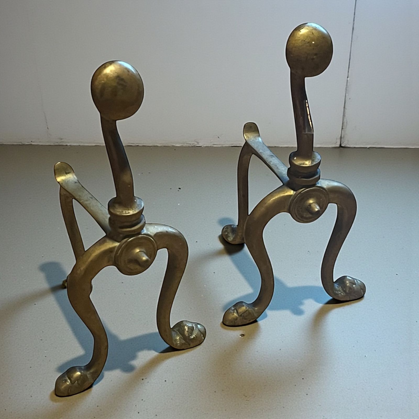 Antique Brass Fire Dogs, 1800s photo furniture