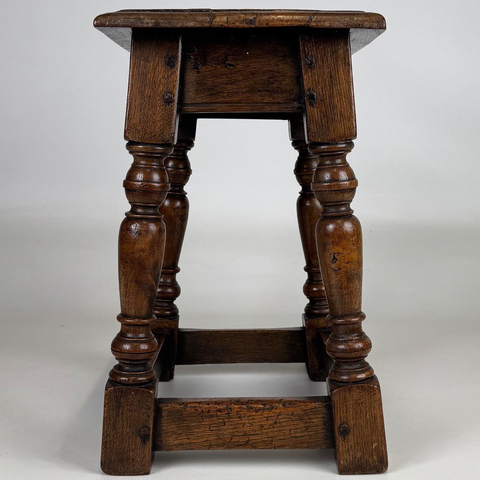 Antique 19th Century Good Quality Joint Oak Stool photo for sale