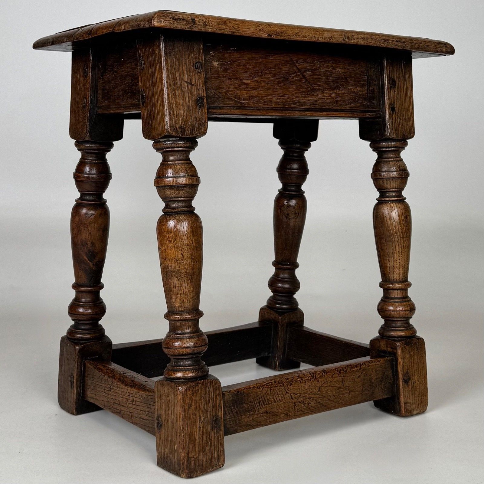 Antique 19th Century Good Quality Joint Oak Stool photo Furniture