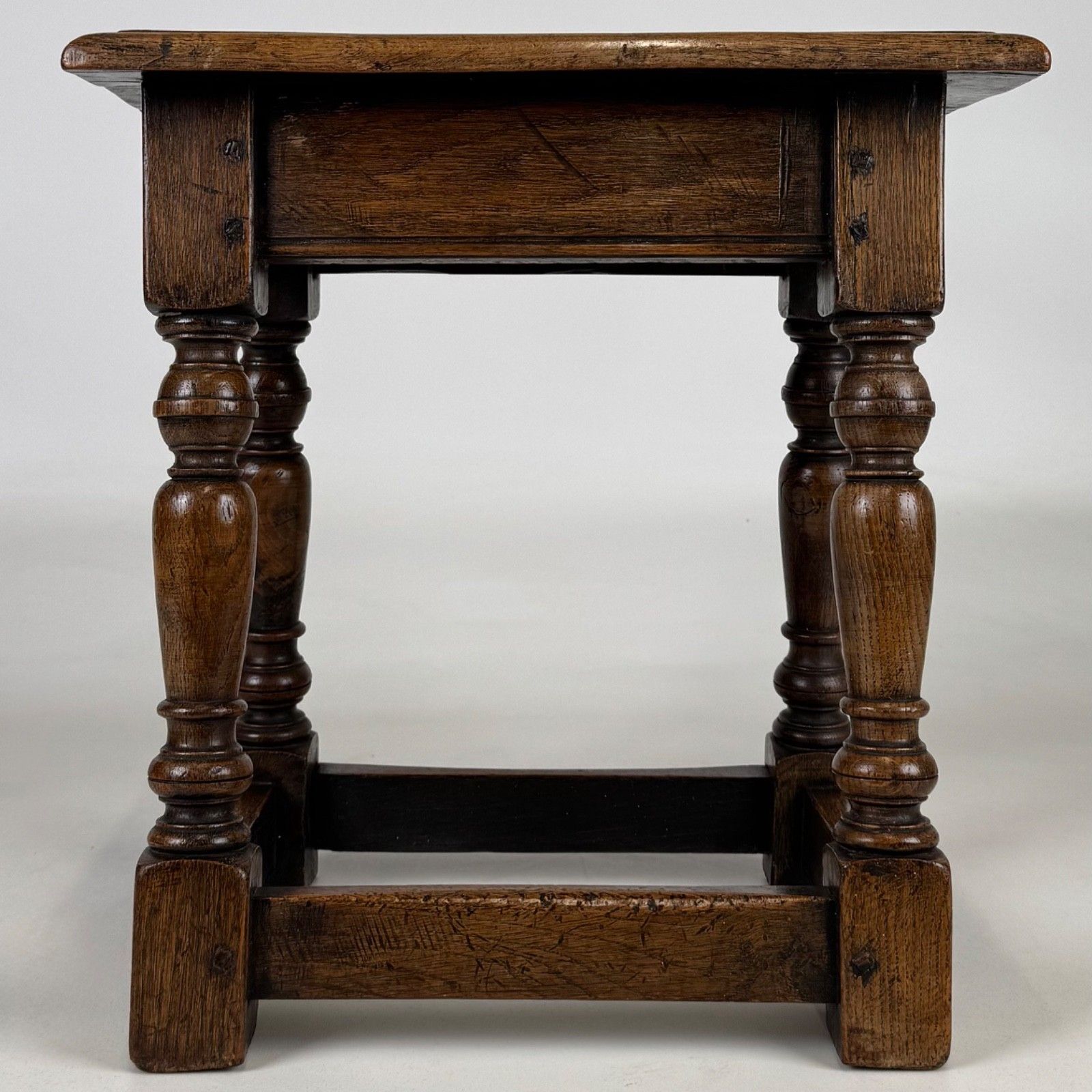Antique 19th Century Good Quality Joint Oak Stool photo 425.0