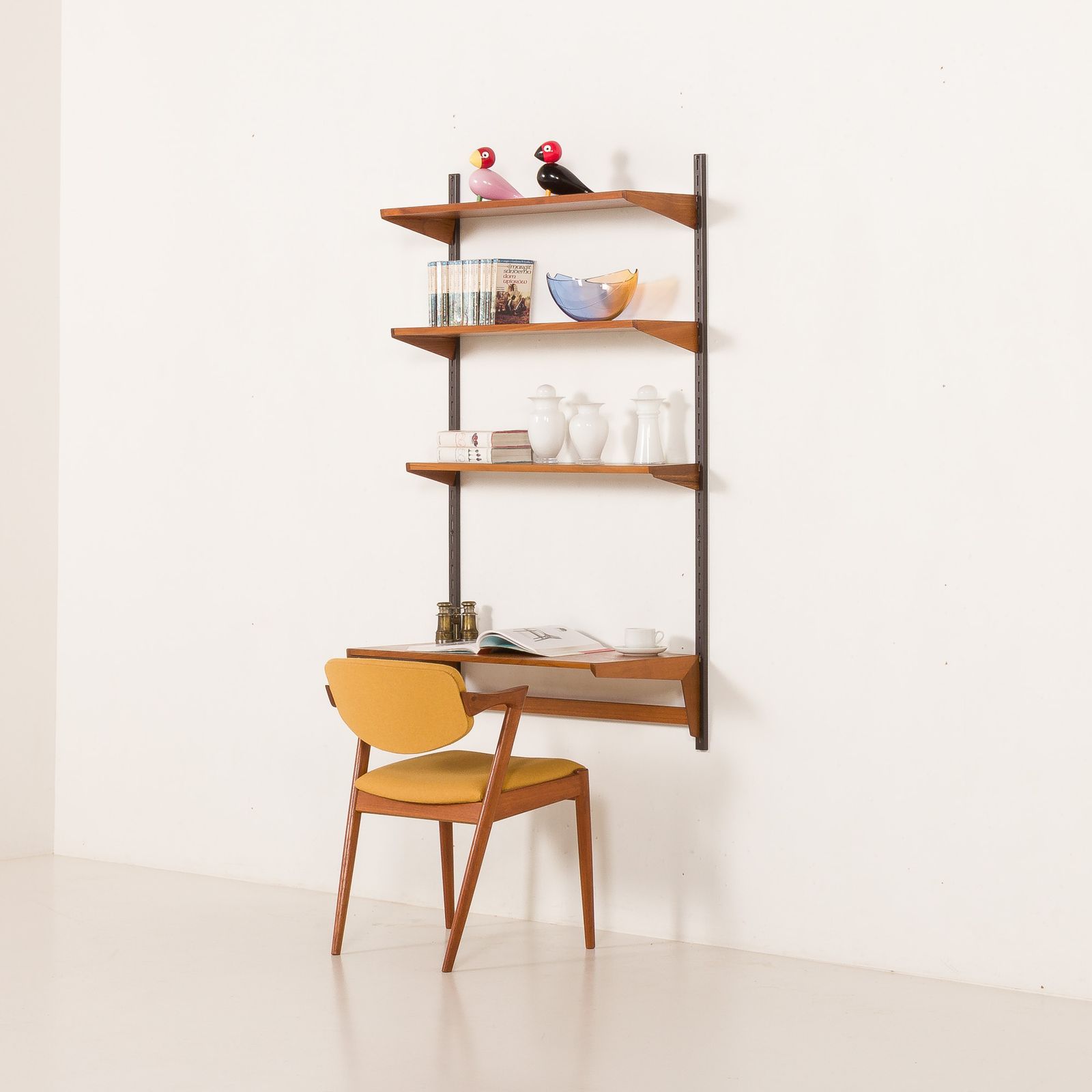 Kai Kristiansen Minimalist Shelving Unit With A Desk, Fm Mobler, 1960s