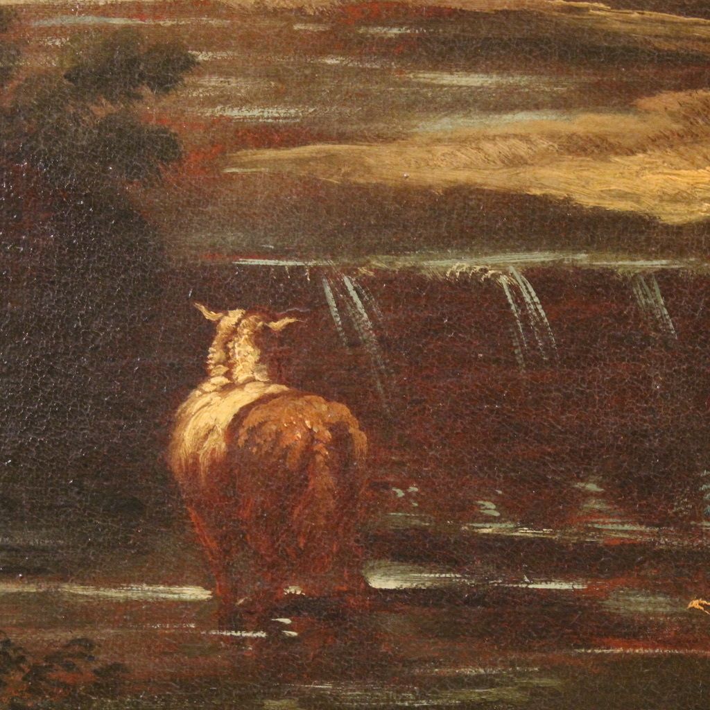 photo buy Painting Of The Roman School Of The 17th Century, Landscape With Pastoral Scene