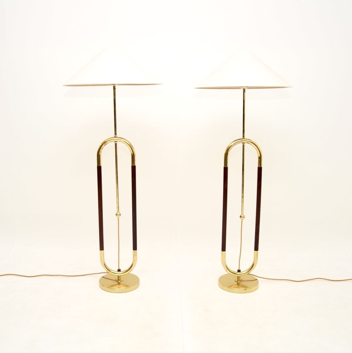 Pair Of Vintage Swedish Brass And Birch Floor Lamps By Bergboms photo Lighting