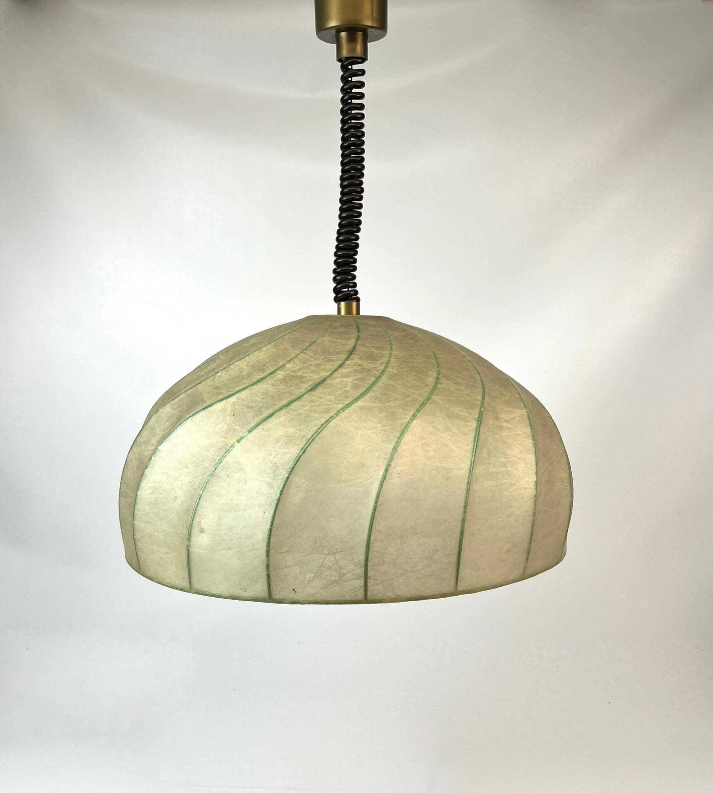 Very Rare Mid Century Swirl Cocoon Pendant Lamp By Goldkant Castiglioni Age