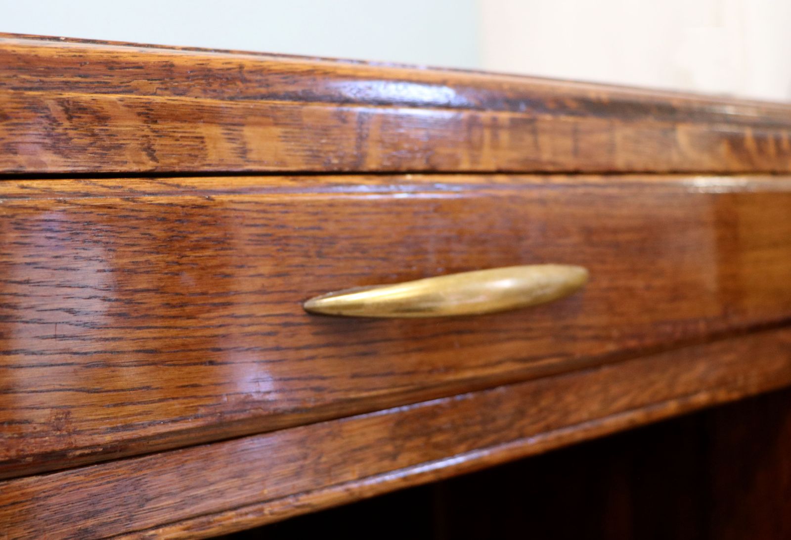 photo buy A Superb, Bold, Early Mid Century Oak Office Desk.