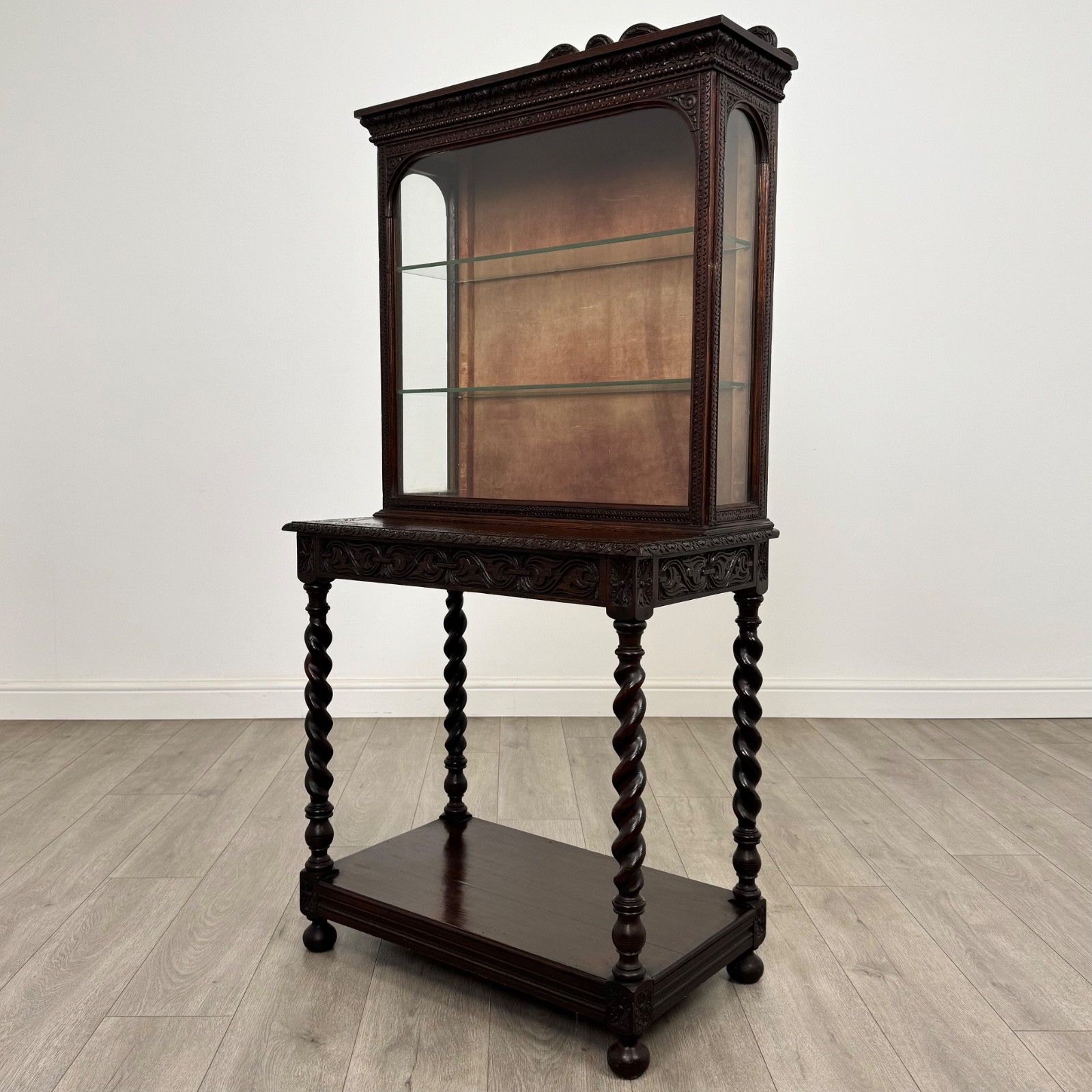 Antique 19th Century Fine Quality Small Carved Oak Cabinet photo for sale