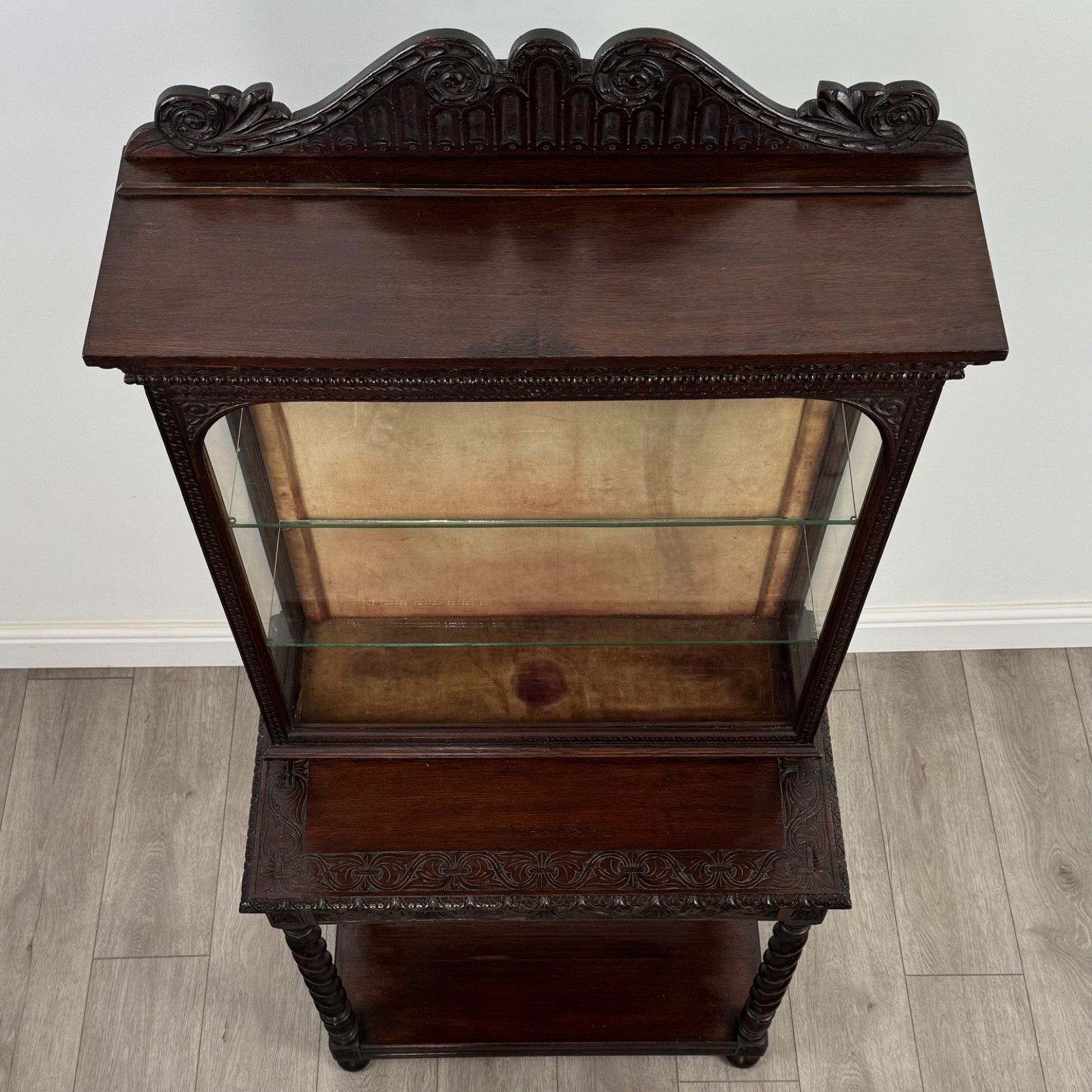 Furniture Antique 19th Century Fine Quality Small Carved Oak Cabinet photo