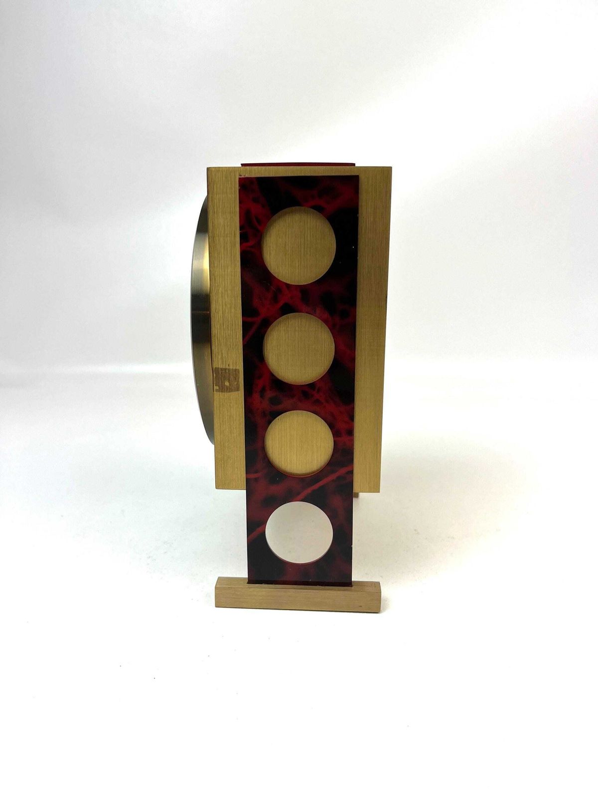 photo for sale Very Rare Space Age Solid Brass Cubist Mid Century Desk Clock By Urgos Germany 1970