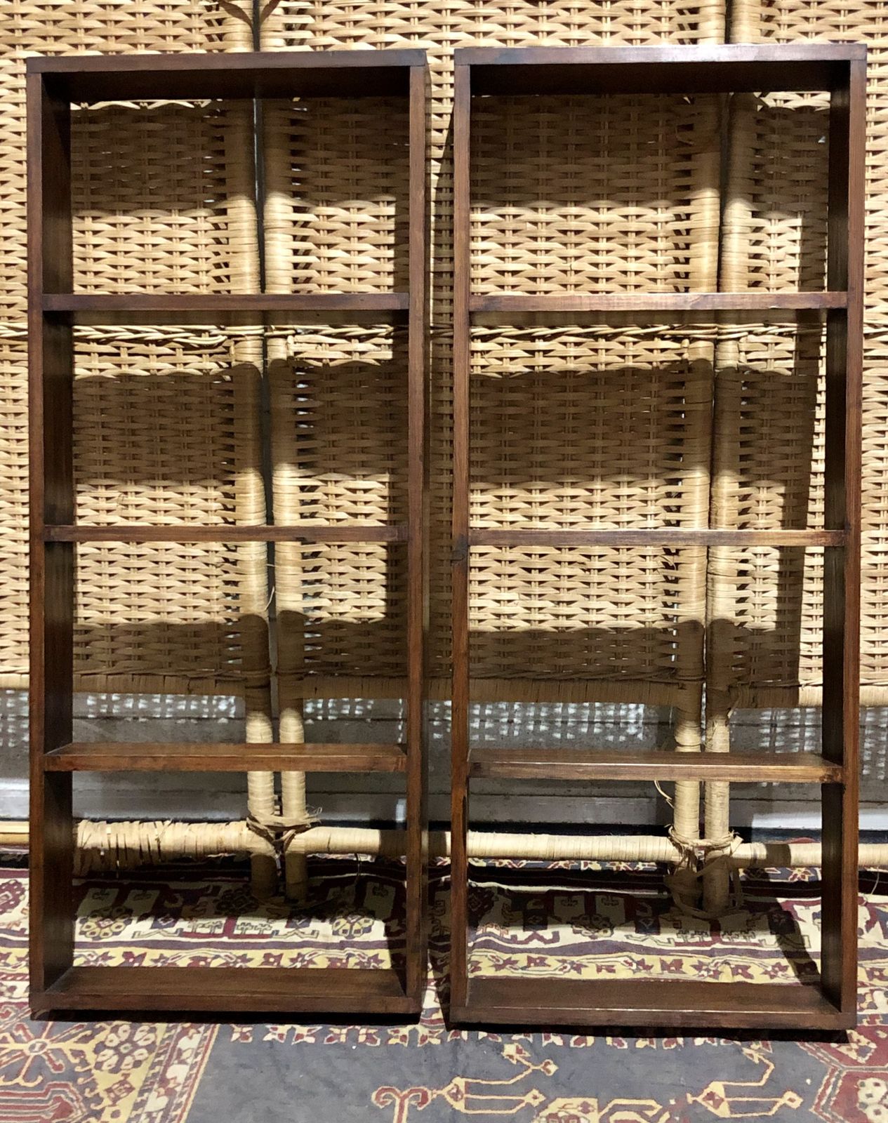 photo furniture Handsome Pair Of Vintage Pine Shelves Or Spice Racks
