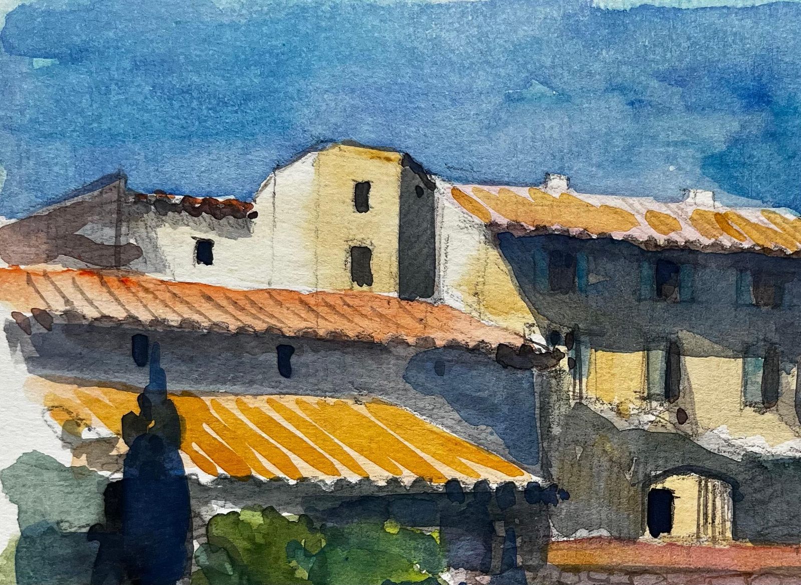 Pierre Neveu Provence Village With Church Tower And Terracotta Rooftops French Landscape photo for sale