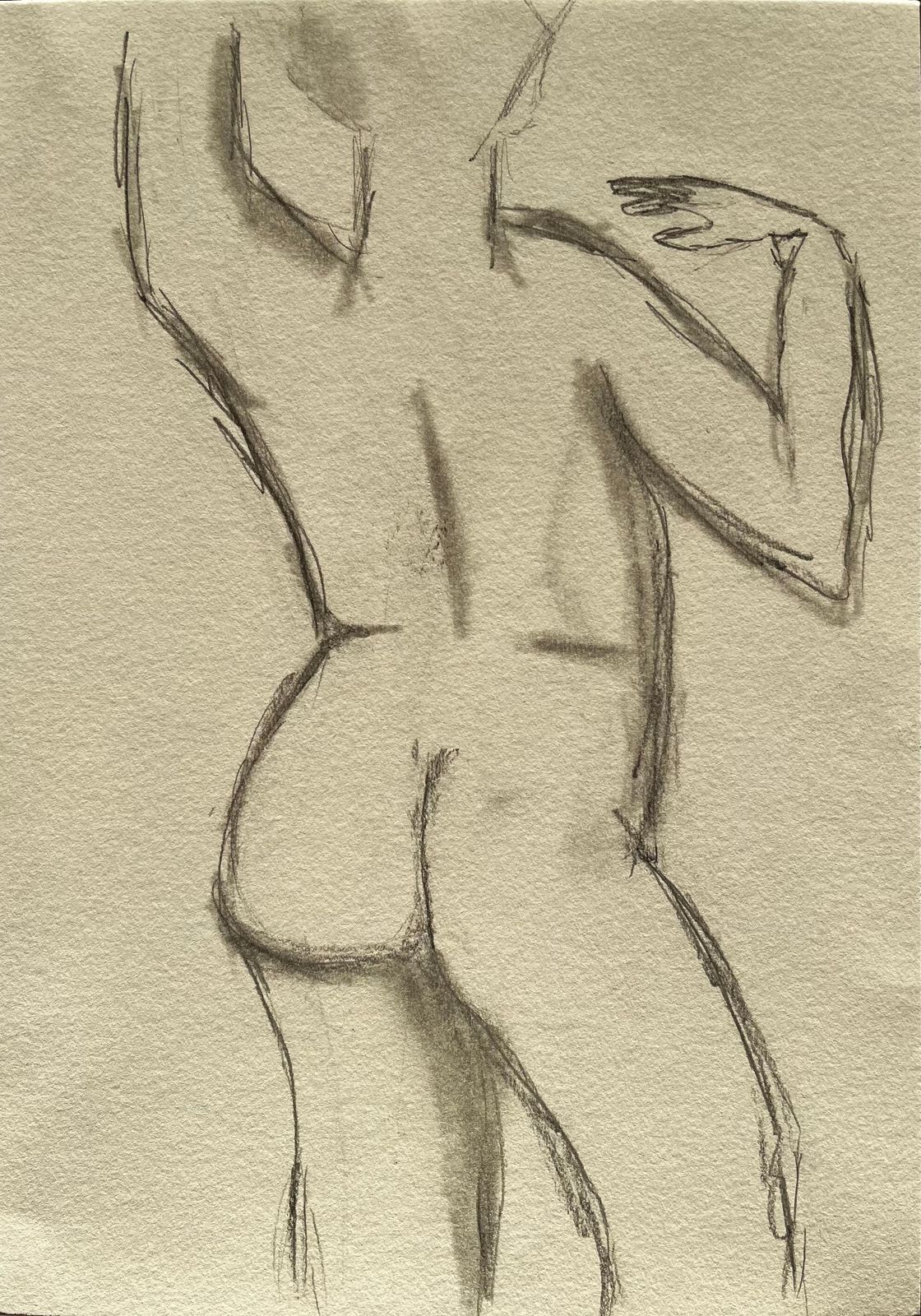 Minty Ramsey Back View Nude Female Figure Sketch Expressive Contemporary Pencil Life Drawing 2025