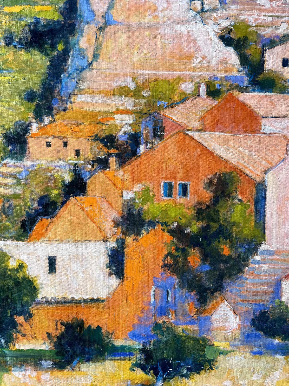 Pierre Neveu Huge Sunlit Hilltop Balazuc With Tall Cliffs And Terracotta Homes Oil Painting photo buy