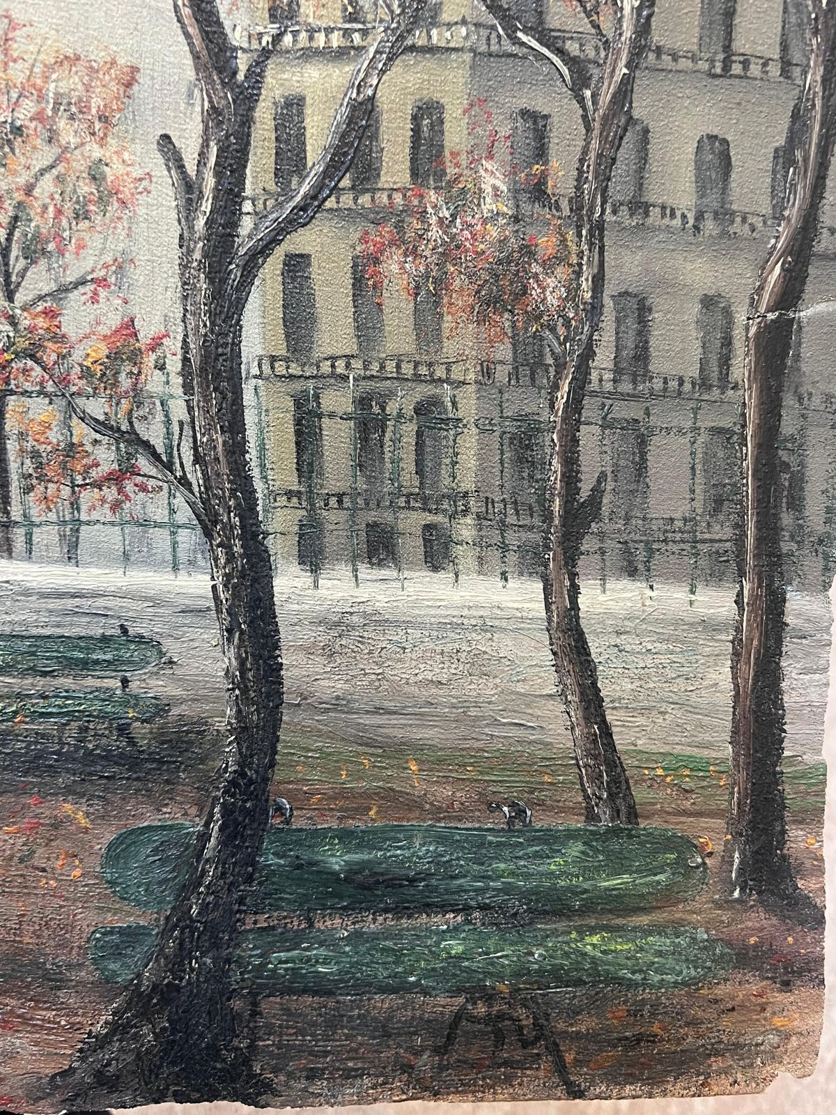 Jean Fourie Tall Autumn Orange Trees At The Village Entrance Oil Landscape Painting photo Art