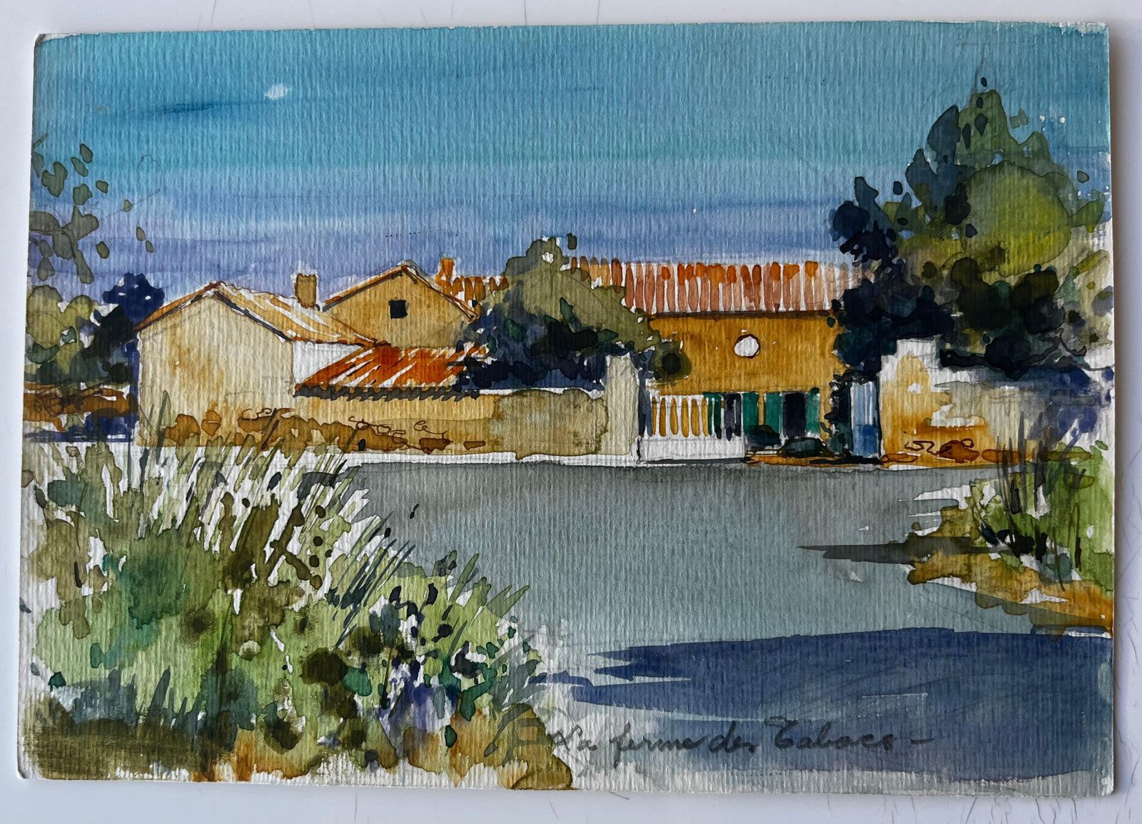 Pierre Neveu La Ferme Des Sables French Farm Landscape Watercolour By Pierre Neveu photo furniture