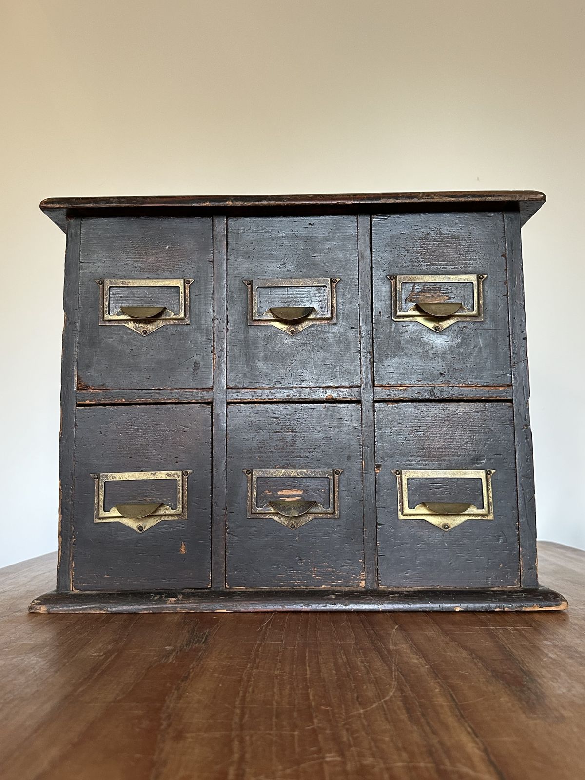 photo buy Haberdashery Apothecary Industrial Index Card Cabinet Merchants Chest Ebonised Drawers