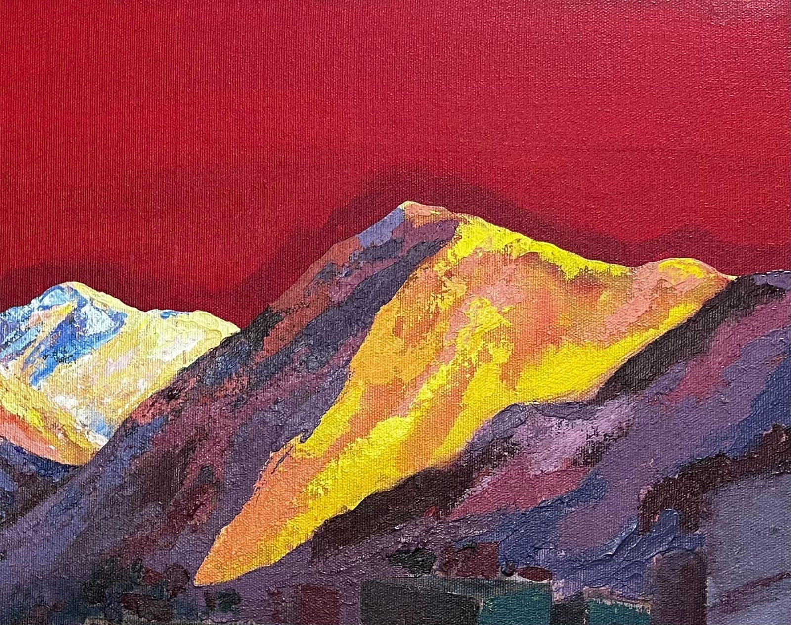 Minty Ramsey Atlas Mountains Morocco Original Acrylic On Canvas Vibrant Landscape Painting 2024 photo Art