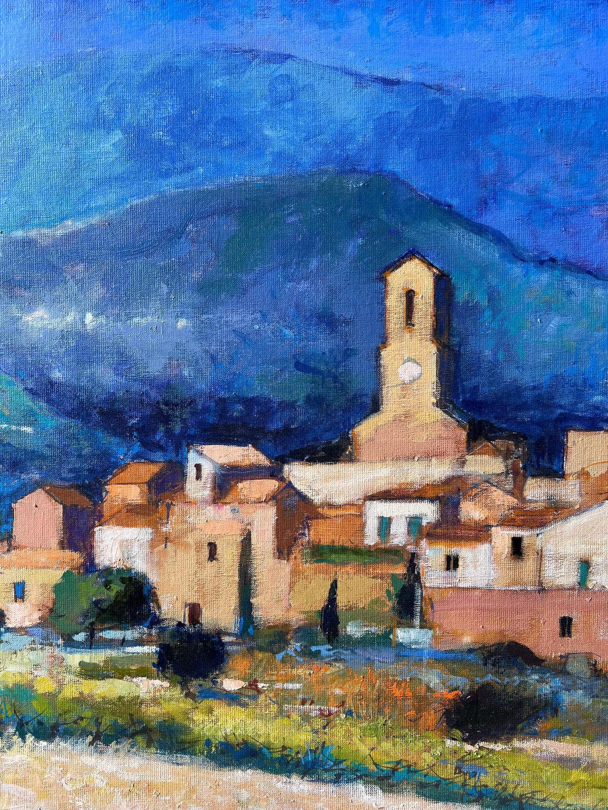 Pierre Neveu Huge French Post Impressionist Signed Oil Lourmarin Luberon Valley Provence photo vinterior