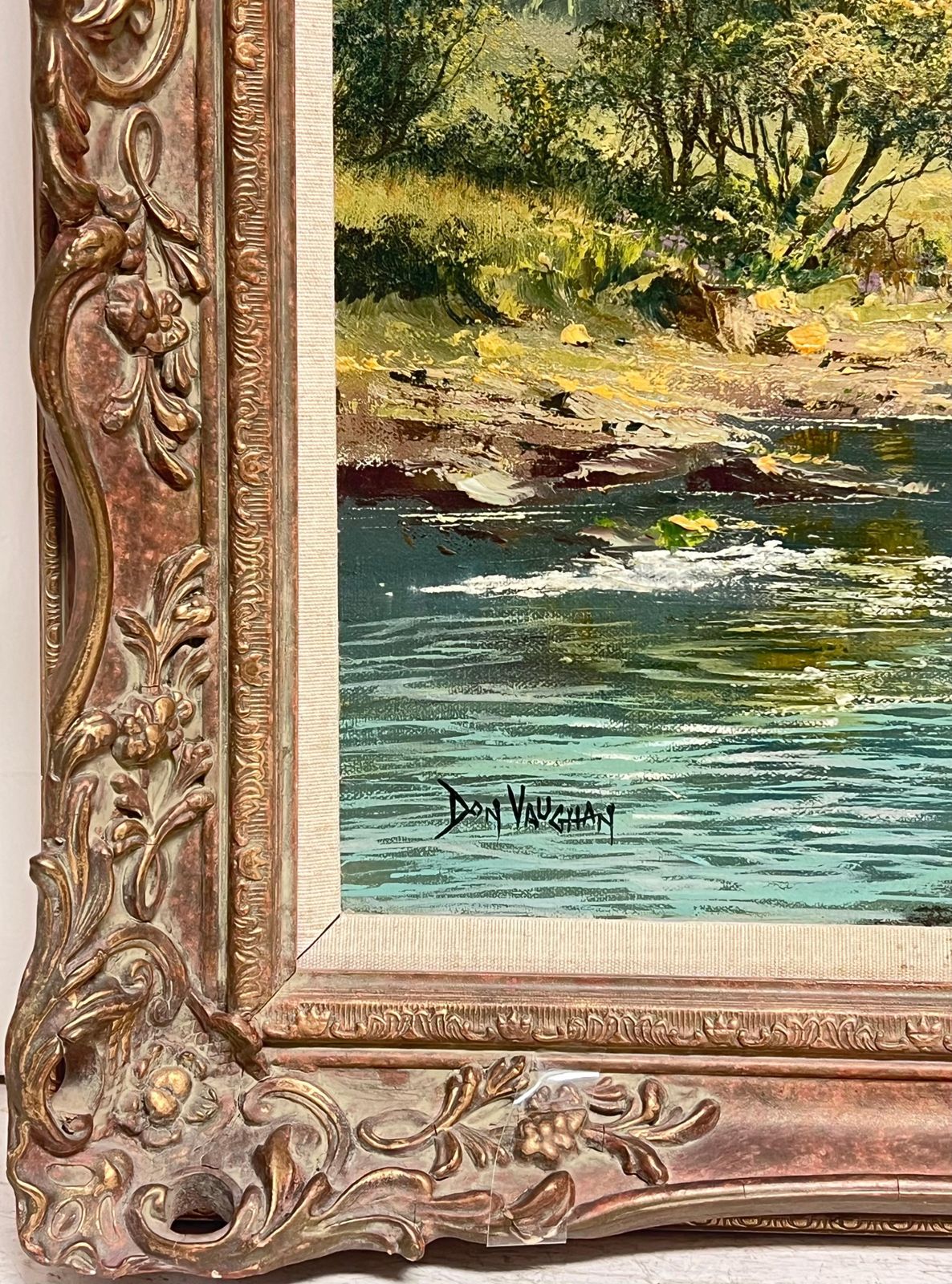 Don Vaughan Large Traditional English Summer River Landscape Oil Painting Harvest & Picnic photo buy