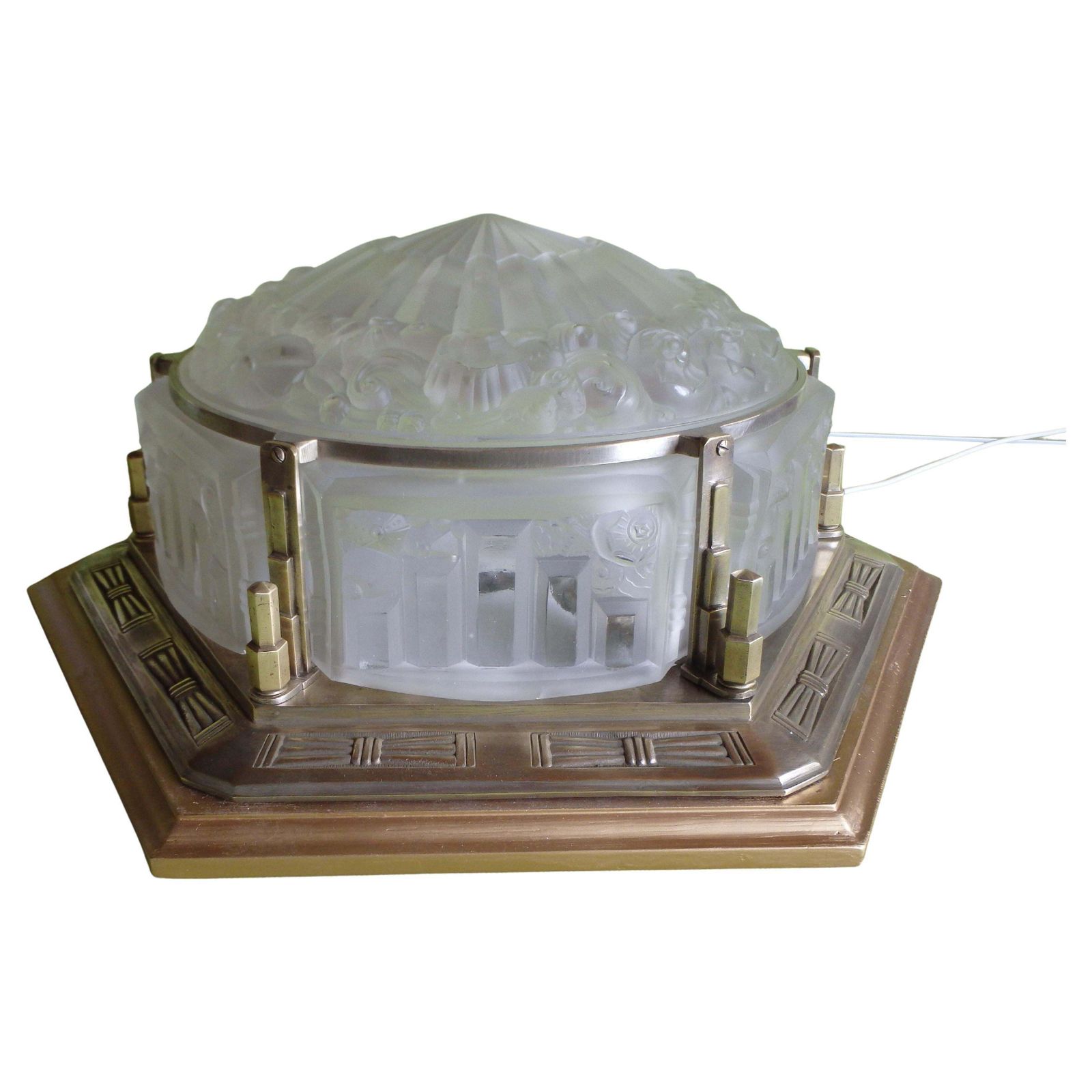 Art Deco Large Ceiling Lamp Geometrical Flower Glass And Brass  Verlys photo furniture