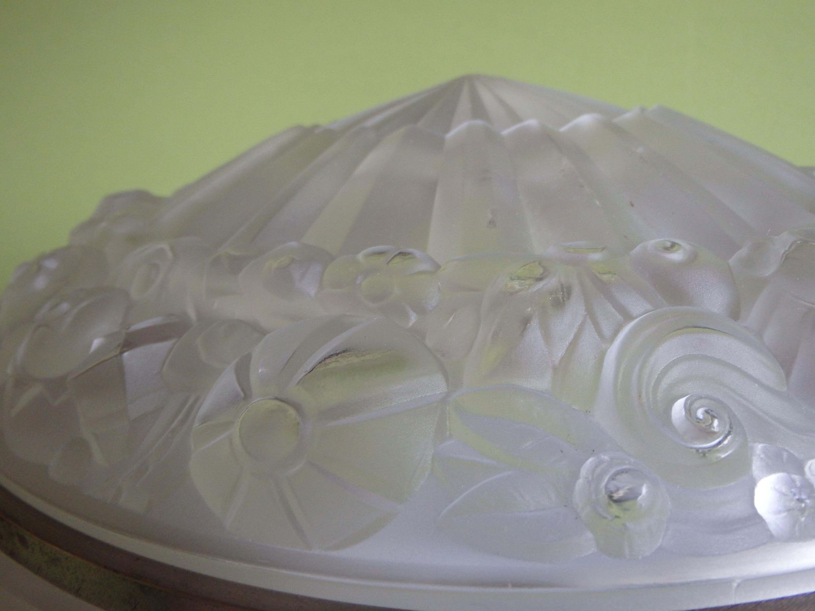 Art Deco Large Ceiling Lamp Geometrical Flower Glass And Brass  Verlys photo 1606.0