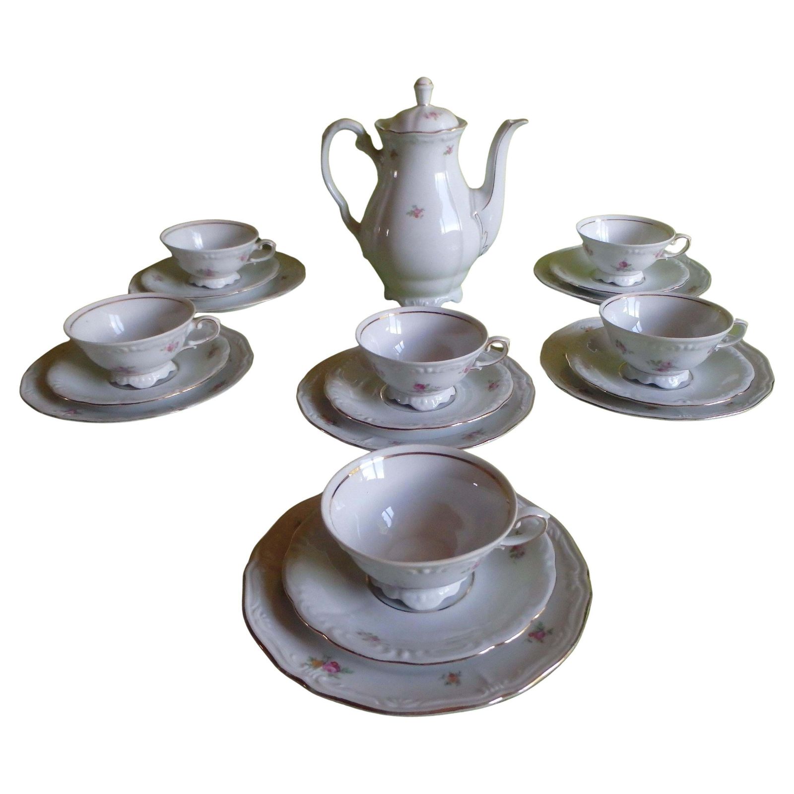1960thies Bavaria Teaset For 6 Cups And Plates And Tea Pot With Charming Flowers