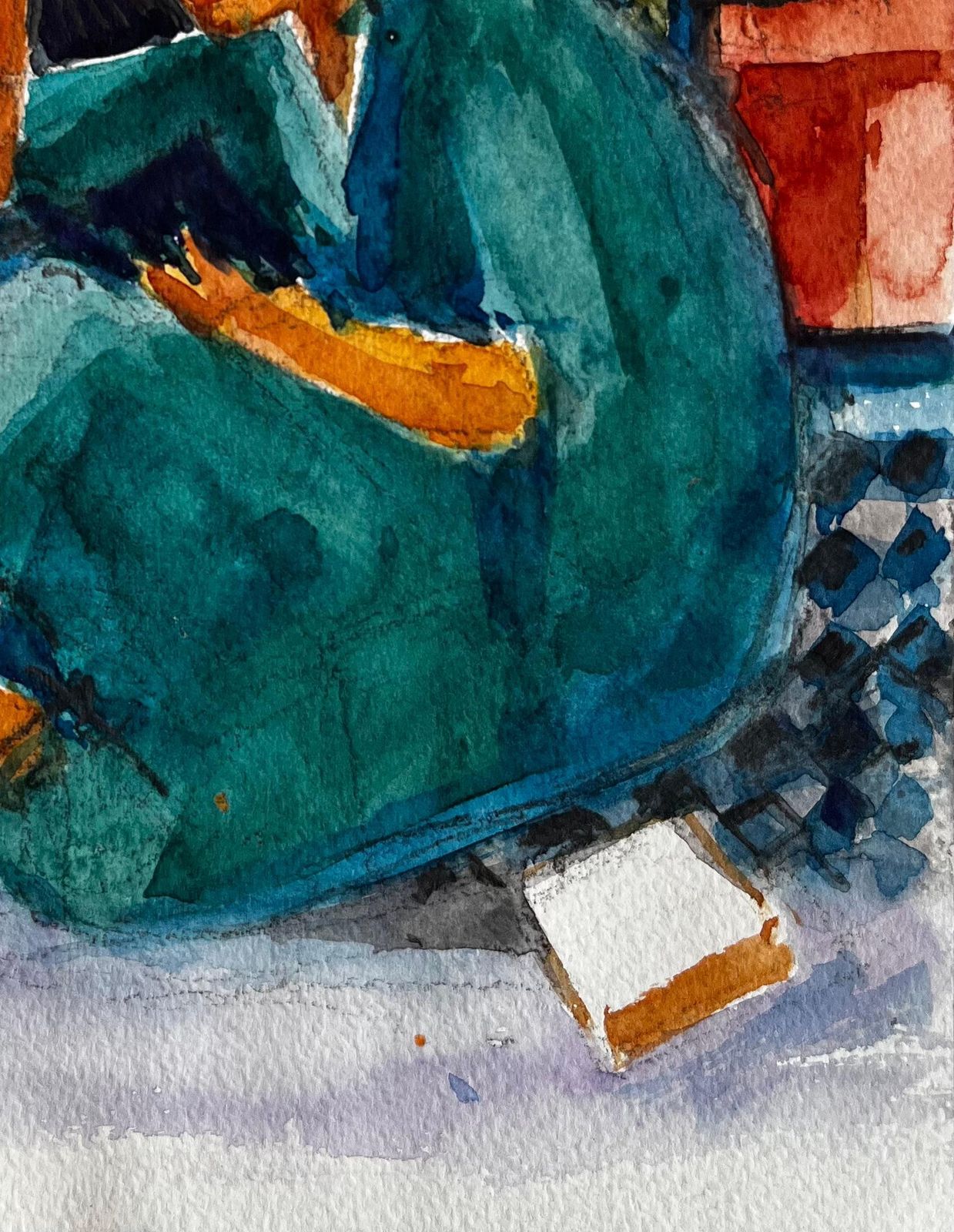 Pierre Neveu Woman Reading Indoors By Pierre Neveu French Watercolour Interior Scene Painting photo 650.0