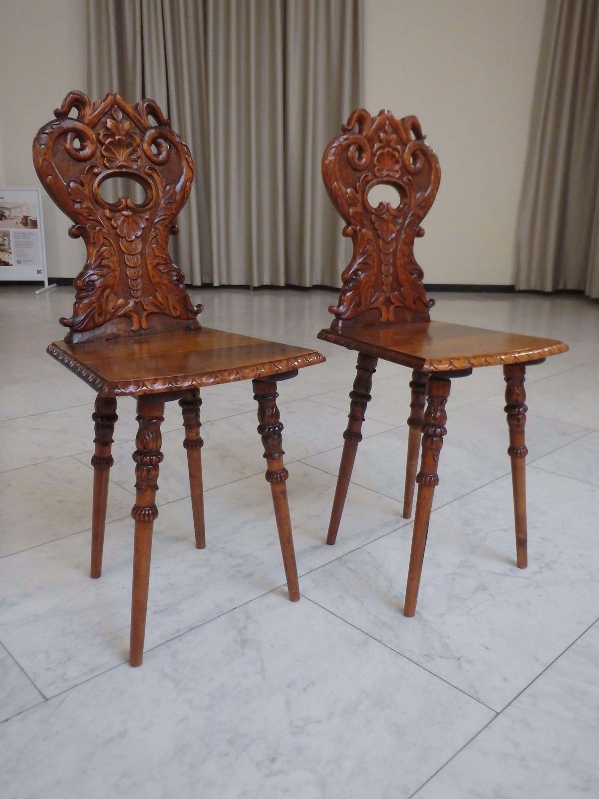 Furniture Pair Of 19th Century Brutalist Carved Wooden Chairs With Fabulous Creatures photo