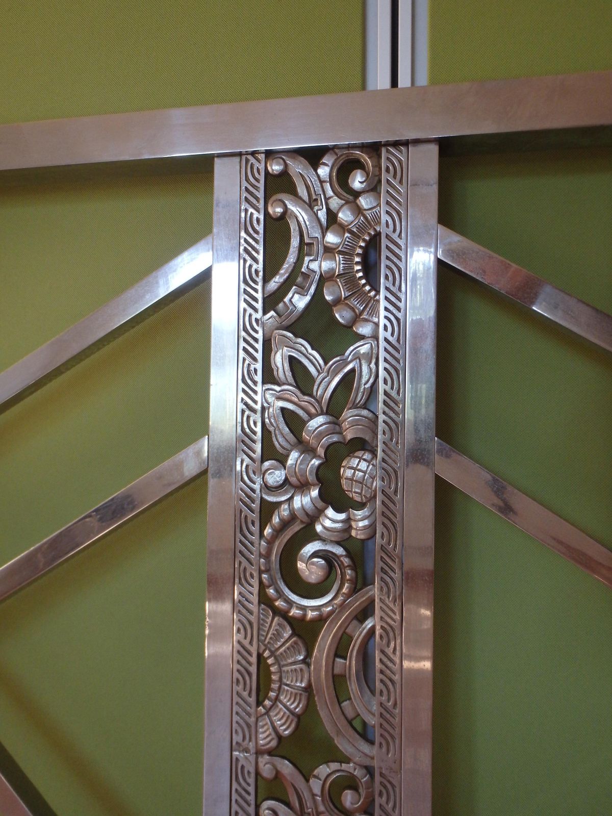 Geometrical Spanish Art Deco Nickel Bed Head And Foot Part With Floral Ornaments photo Furniture