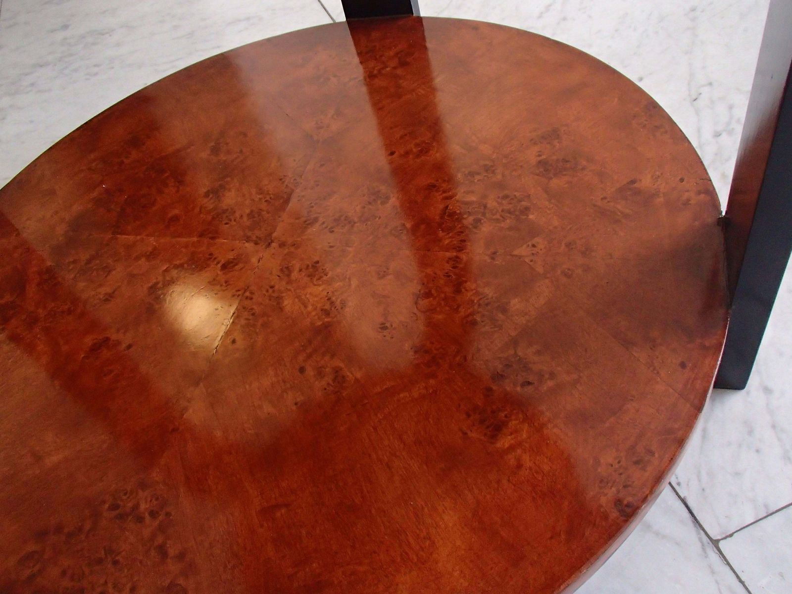Art Deco Round Two Top Gueridon Birdseyemaple Black Legs photo 2498.0