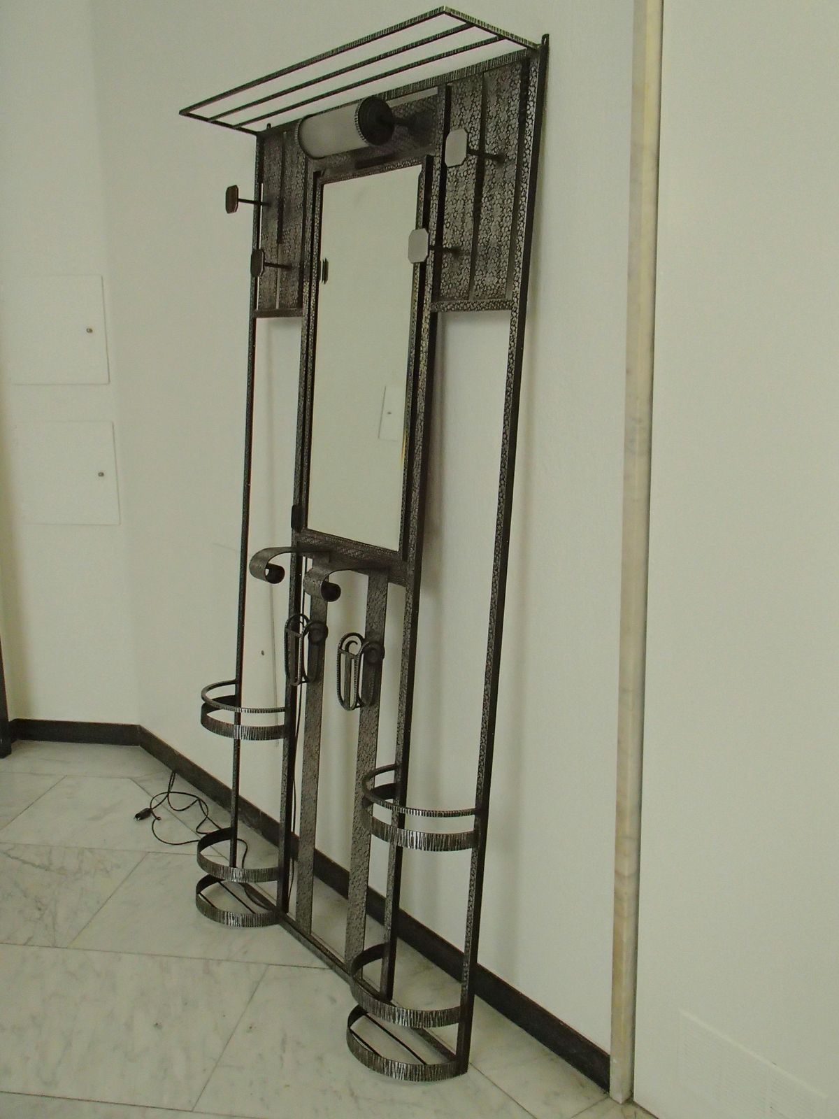 Art Deco Wrouth Iron Wardrobe With Mirror And Light photo for sale